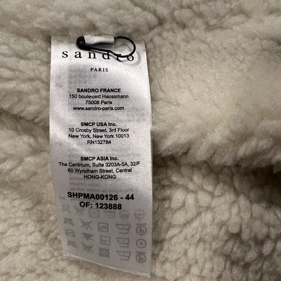 Sandro faux fur parka navy sz medium - Picture 6 of 7